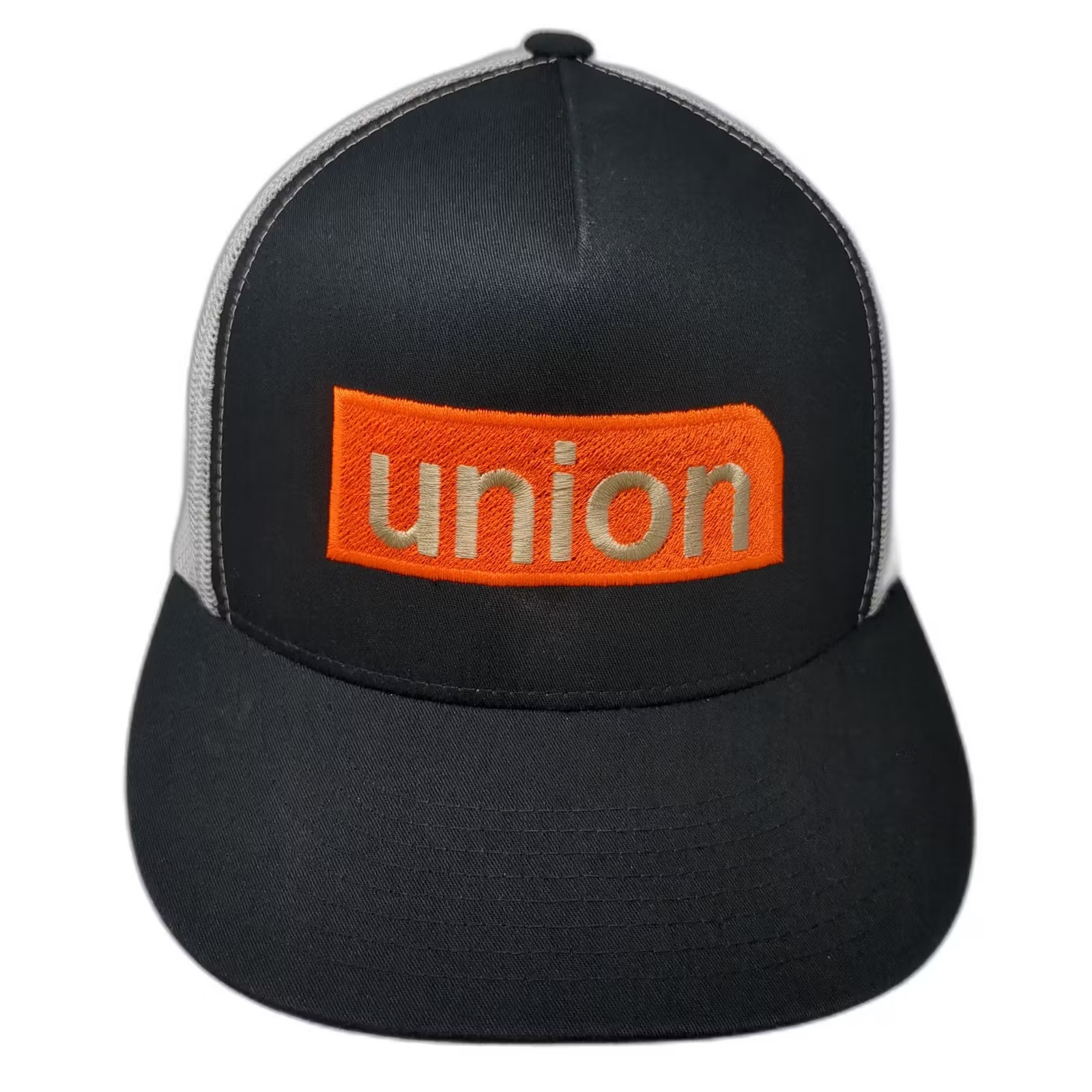 Yupoong Trucker Hat Black White Snapback Os Union Embroidered Patch Adjustable